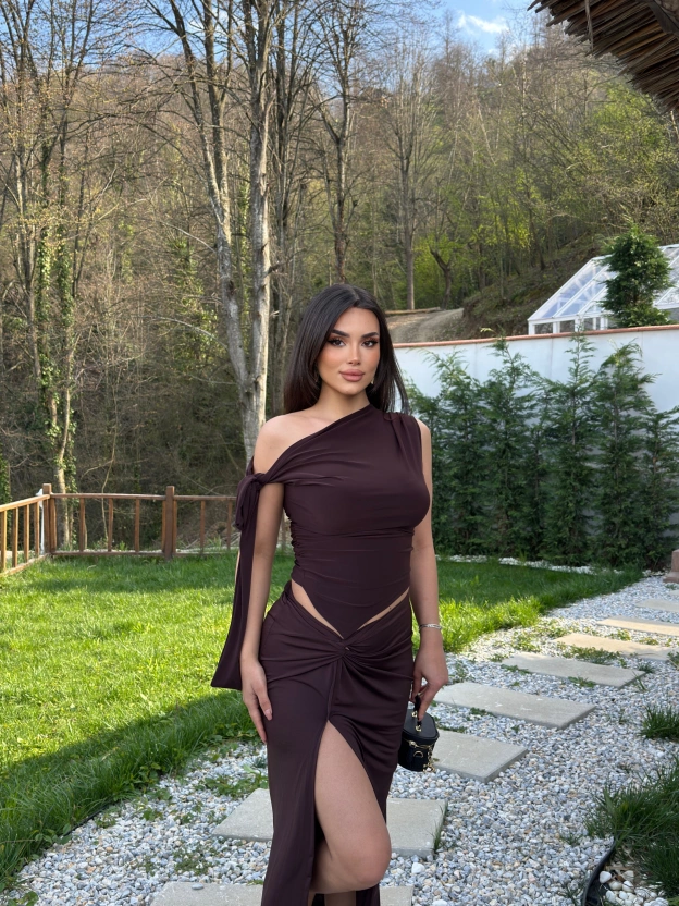 Kahverengi Sandy Tasarım Etek Takım