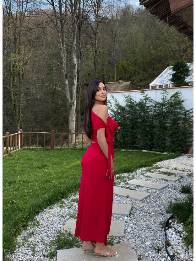 Kırmızı Sandy Tasarım Etek Takım