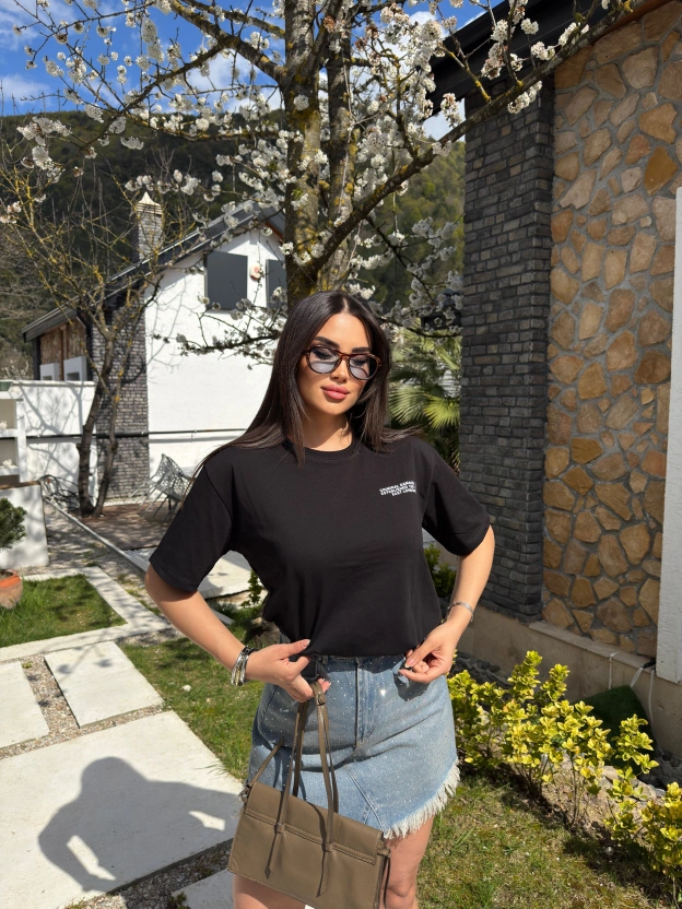 Siyah Oversize Dijital Baskı Tshırt