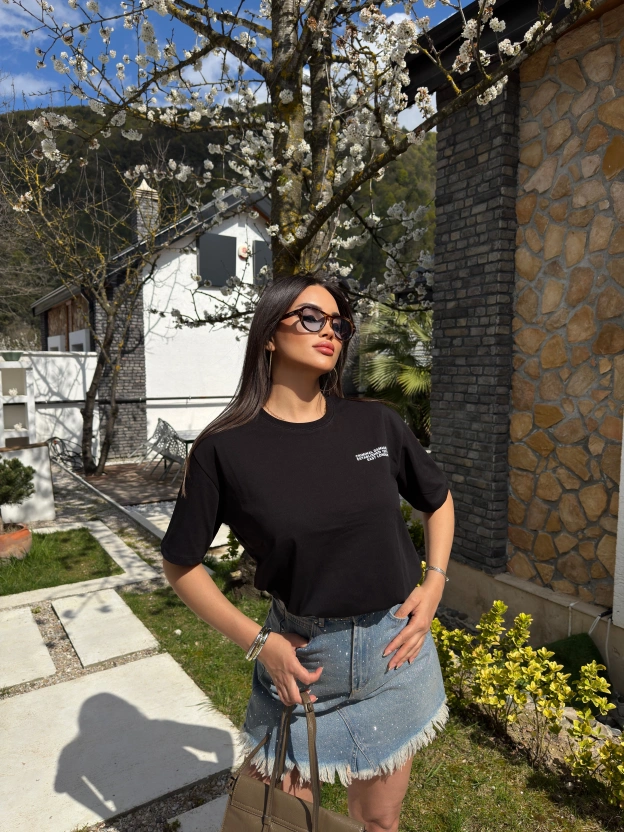 Siyah Oversize Dijital Baskı Tshırt