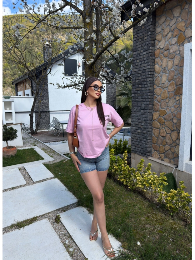 Mavi Kısa Taşlı Yıkamalı Şort