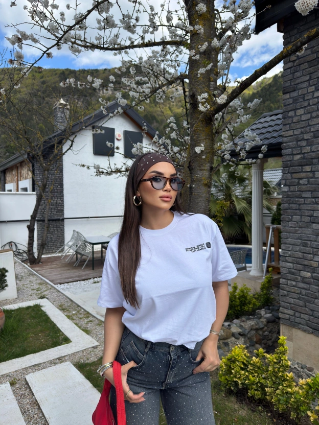 Beyaz Oversize Dijital Baskı Tshırt