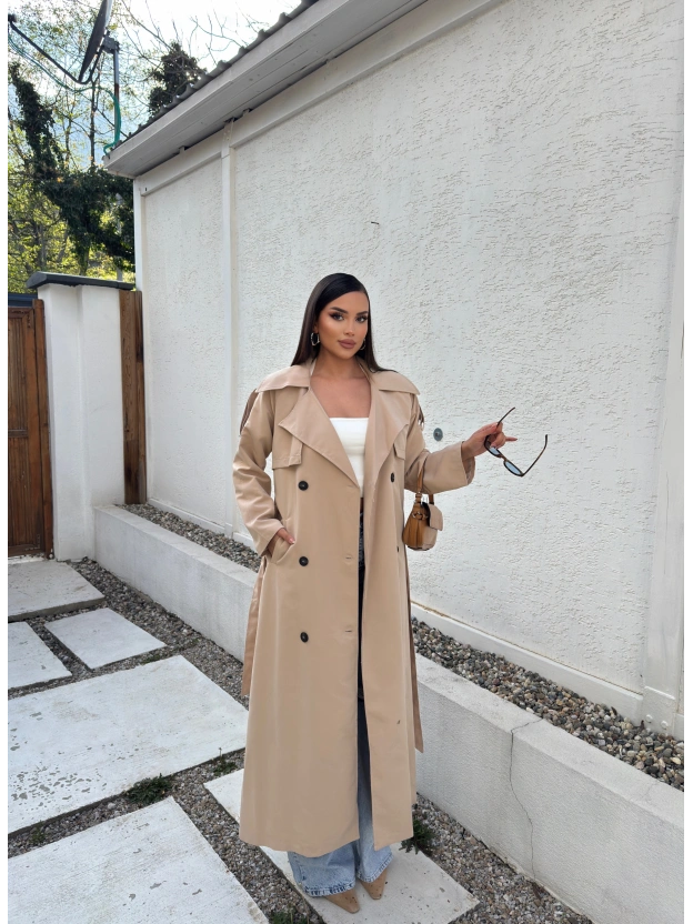 Bej Astarlı Premium Trençkot