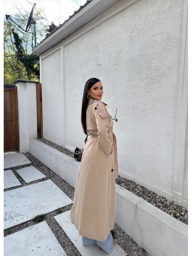 Bej Astarlı Premium Trençkot