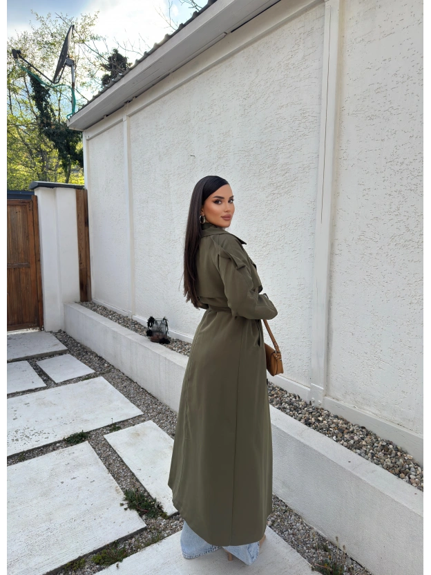 Haki Astarlı Premium Trençkot