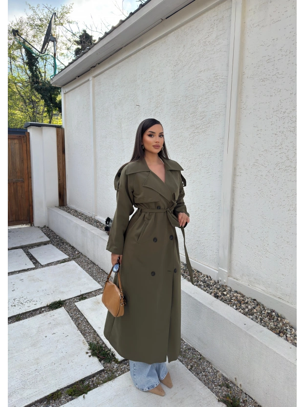 Haki Astarlı Premium Trençkot