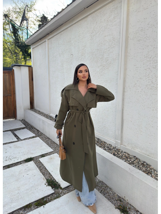 Haki Astarlı Premium Trençkot