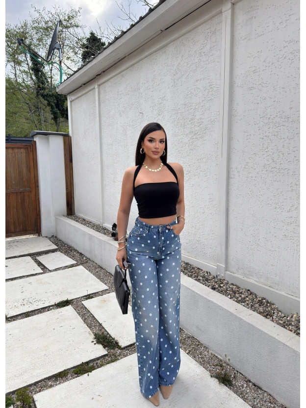 Mavi Puantiyeli Kot Pantolon