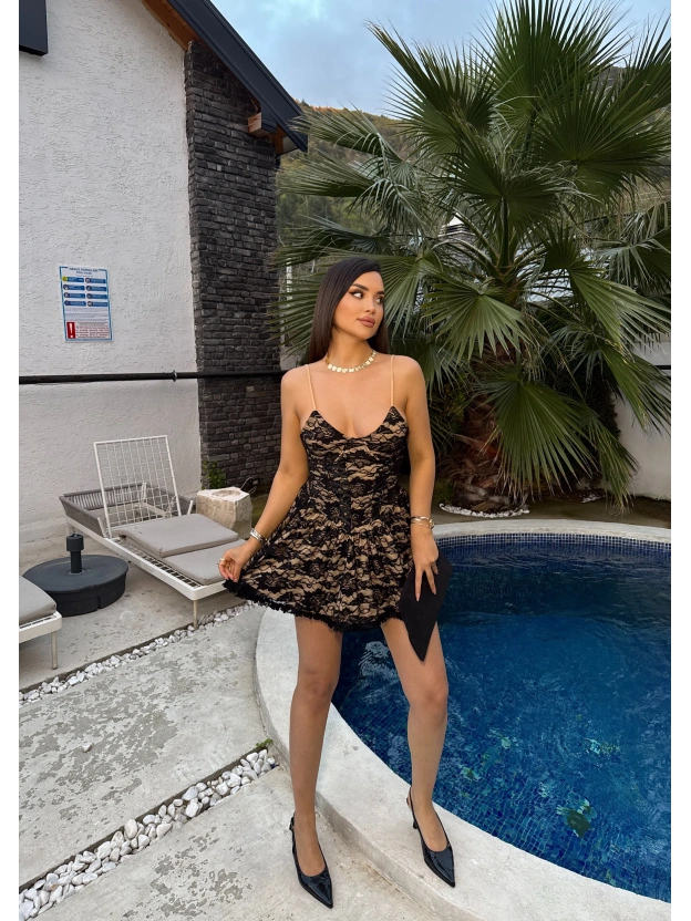 Ten Rengi Korseli Mini Elbise