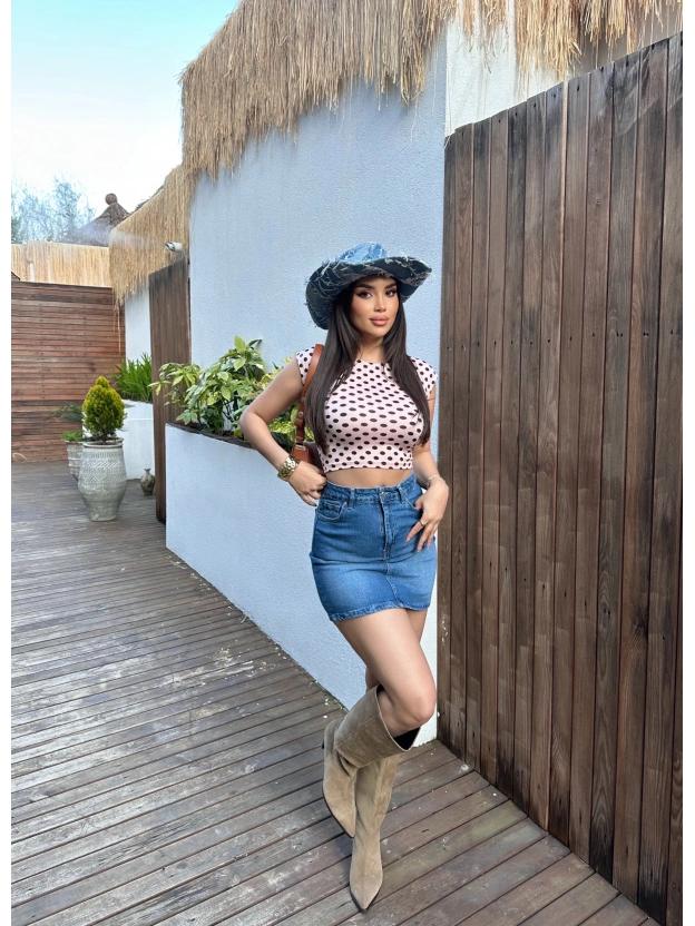 Mavi Slim Mini Kot Etek