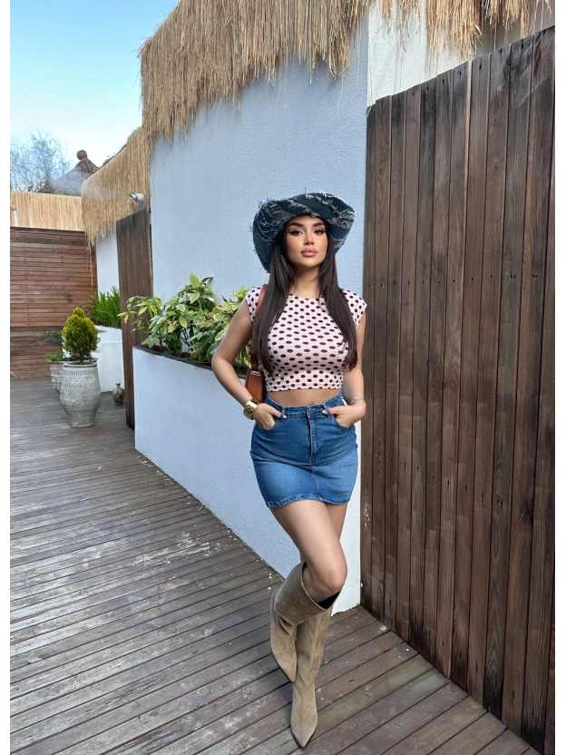 Mavi Slim Mini Kot Etek