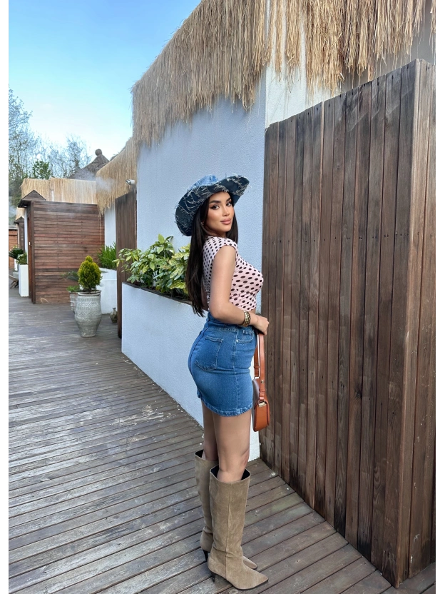 Mavi Slim Mini Kot Etek