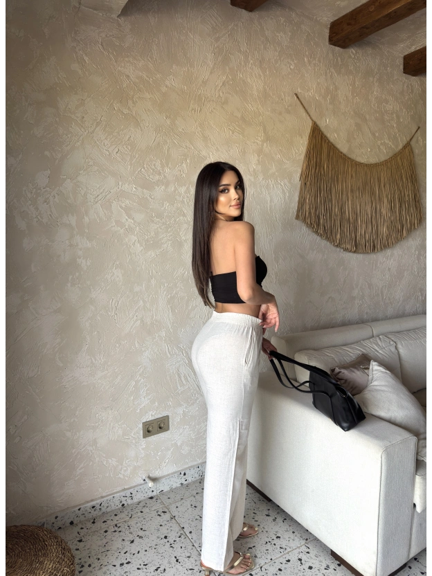 Keten Armalı Palazzo Pantolon