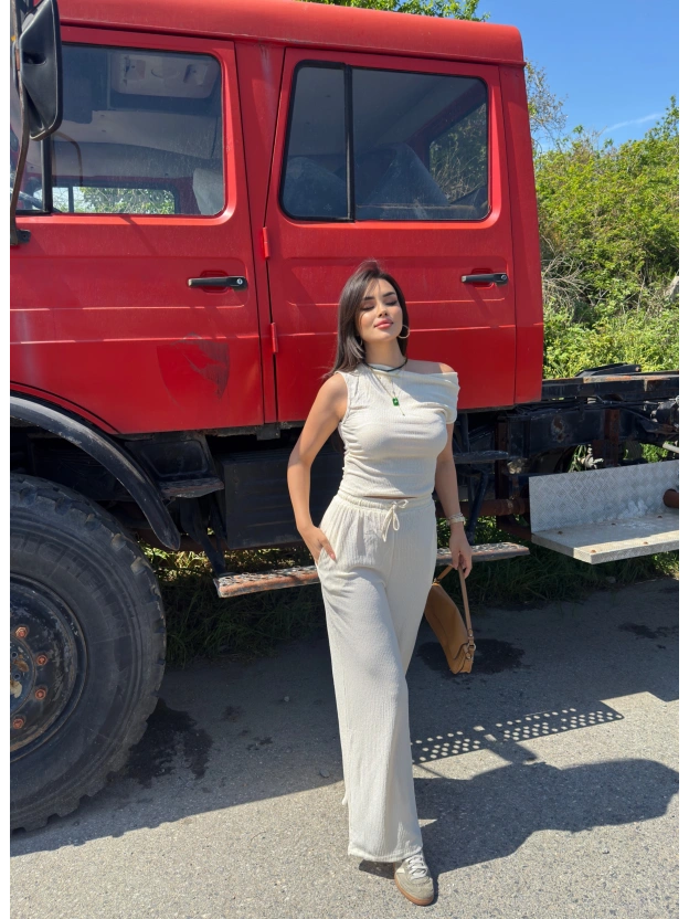 Ekru Düşük Omuz Eskobar Takım