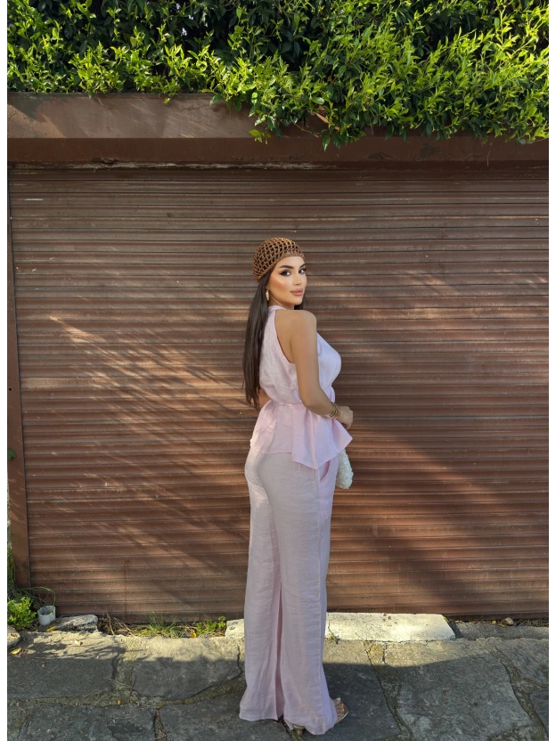 Pembe Beli Kuşaklı Premium Takım