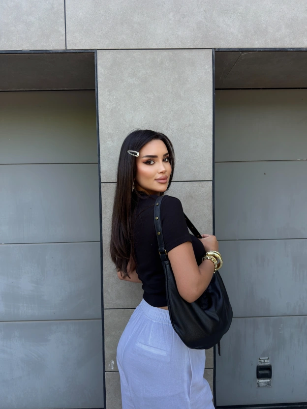 Siyah San Diego Baskılı Crop