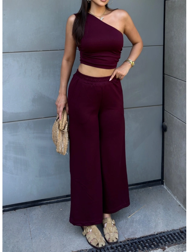 Bordo Tek Omuz Modal Alt Üst Takım