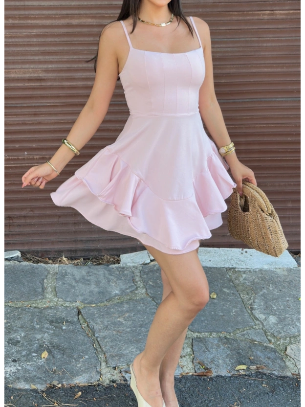 Pembe Askılı Prenses Elbise