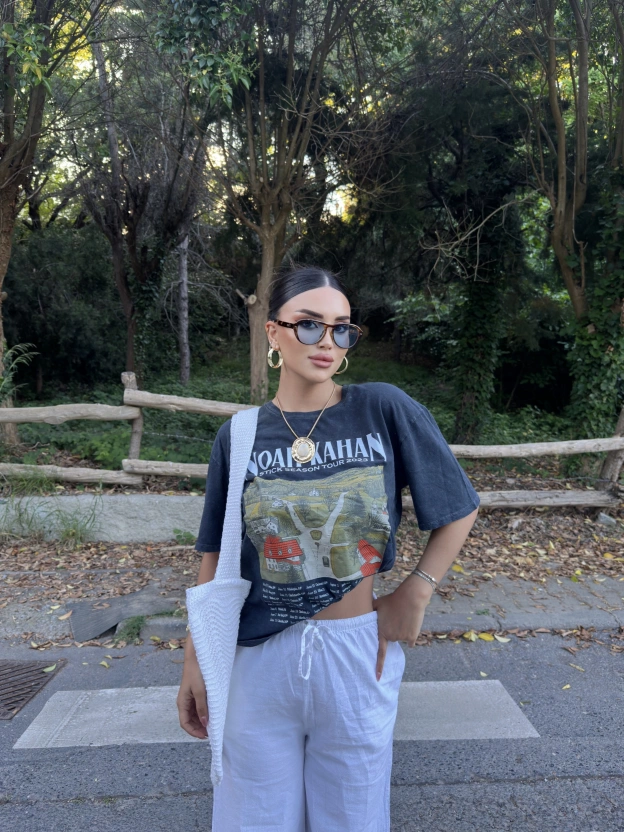 Füme Yıkamalı Oversize Tshırt