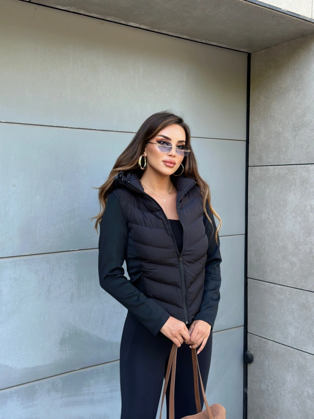Siyah Kapüşonlu Rance mont