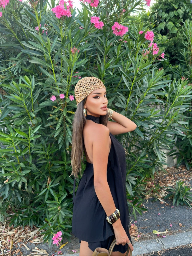 Siyah Halter Yaka Etek Takım