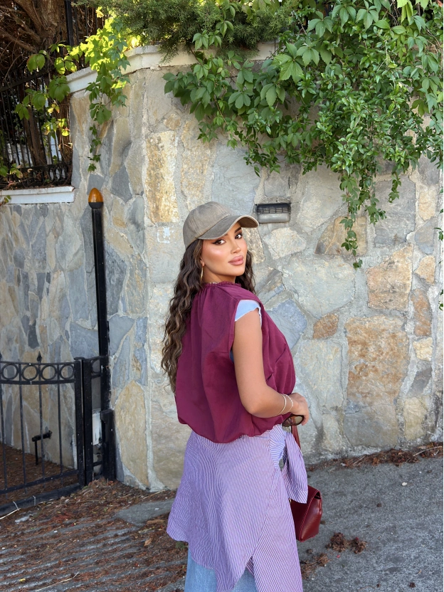 Bordo Trenç Crop Yelek