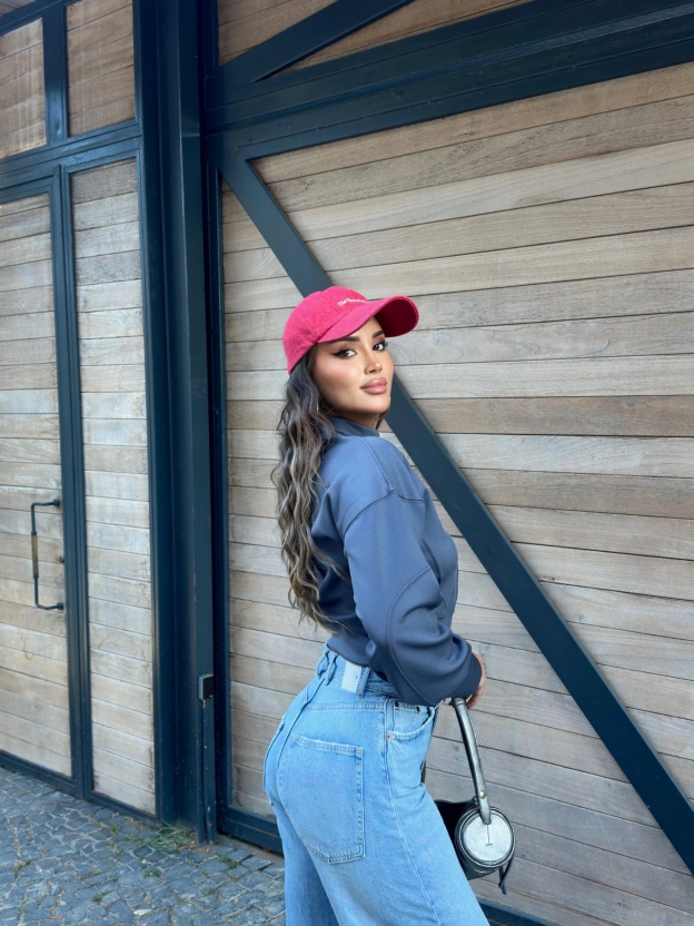 Antrasit Dik Yaka Crop Hırka