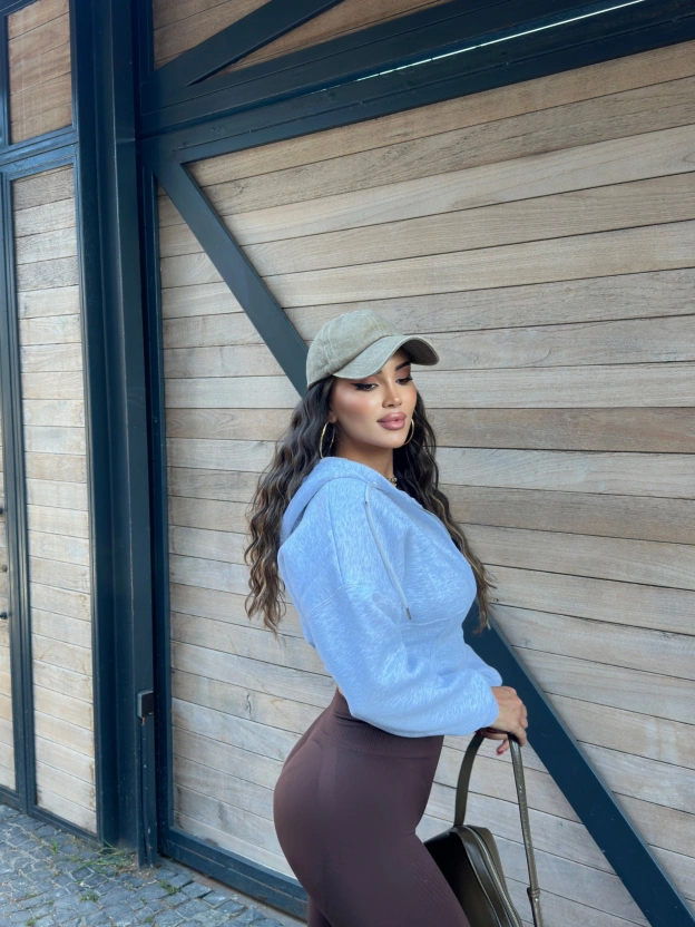 Gri Korse Crop Hırka