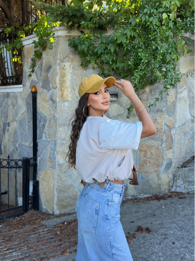 Bej Trenç Crop Yelek