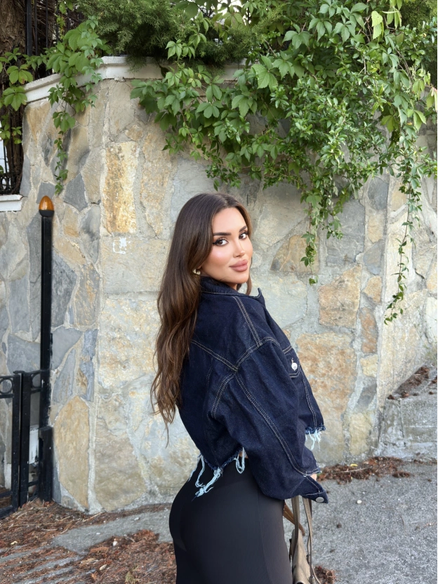Koyu Mavi Crop Ceket