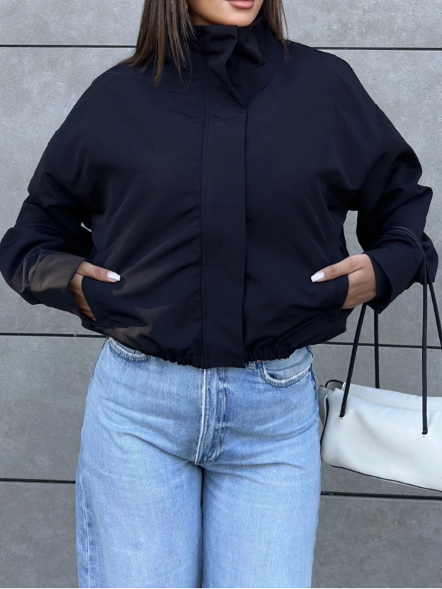 Siyah Bomber Trençkot