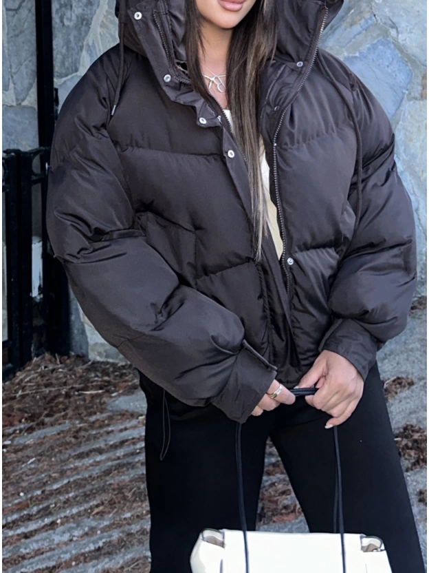 Kahverengi Oversize Premium Şişme Mont
