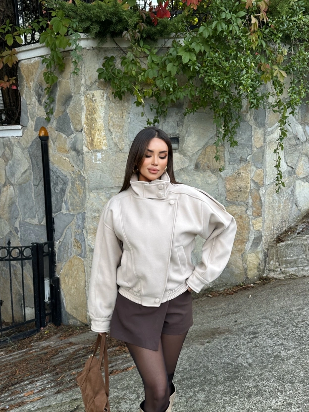 Bej Zra Model Kaşe Mont
