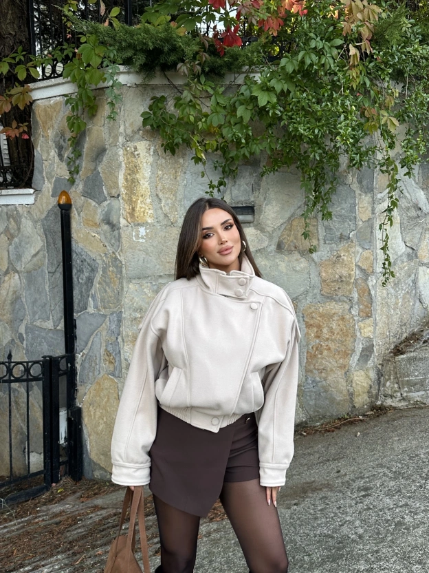 Bej Zra Model Kaşe Mont
