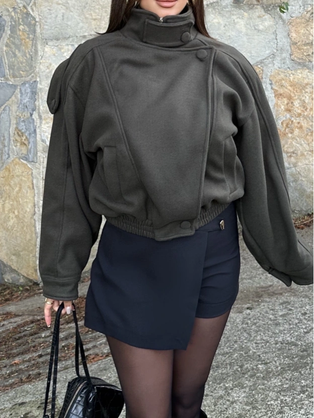 Haki Zra Model Kaşe Mont