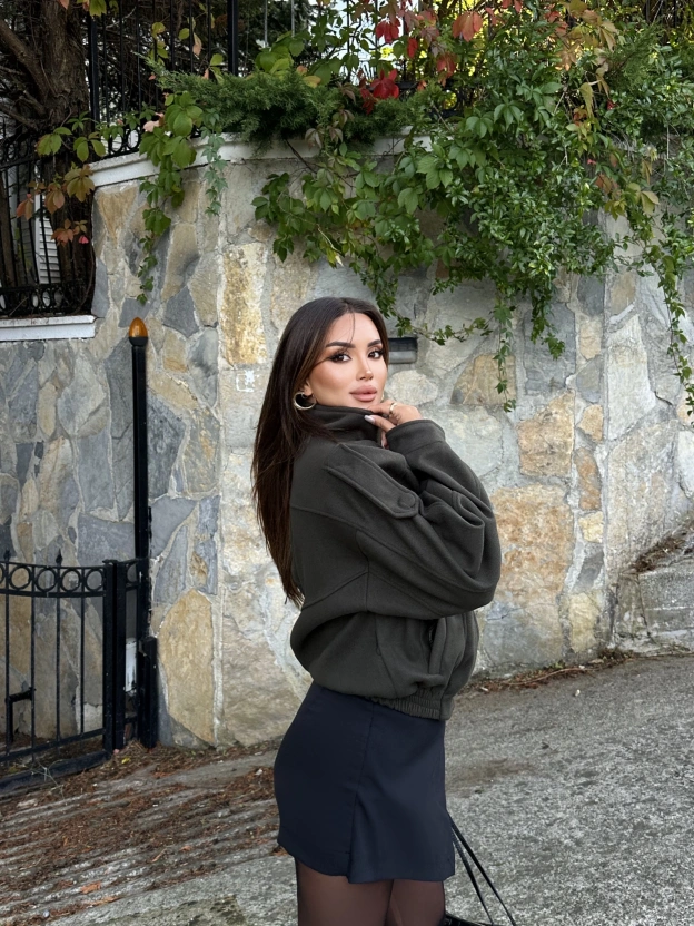 Haki Zra Model Kaşe Mont