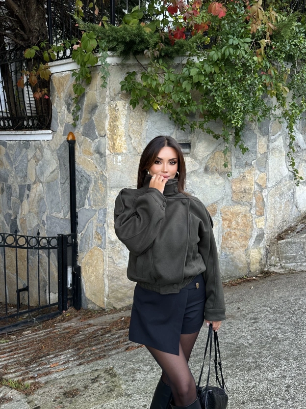 Haki Zra Model Kaşe Mont