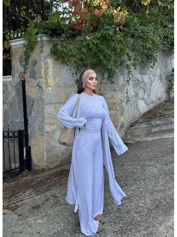 Gri Ribana Üçlü Takım