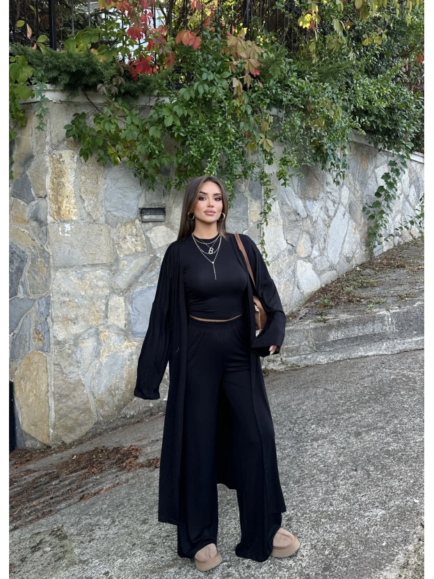 Siyah Ribana Üçlü Takım