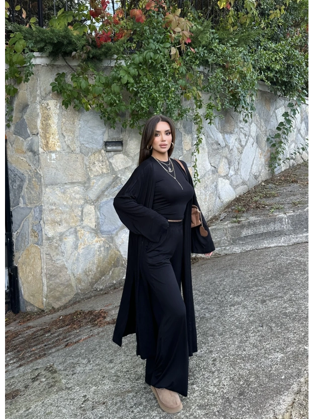 Siyah Ribana Üçlü Takım