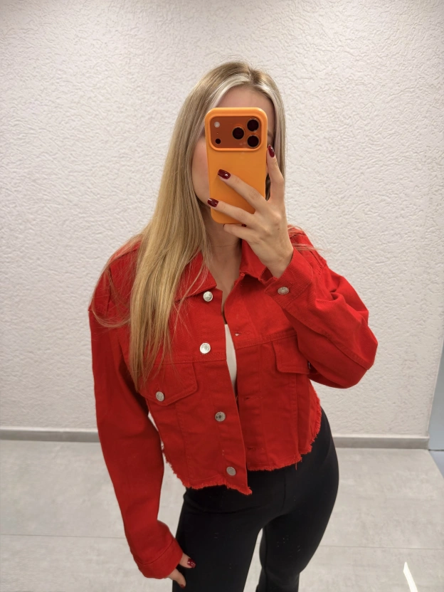 Kırmızı Crop Ceket