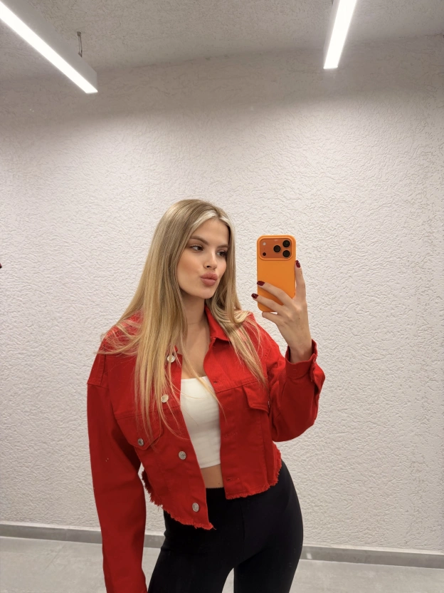 Kırmızı Crop Ceket