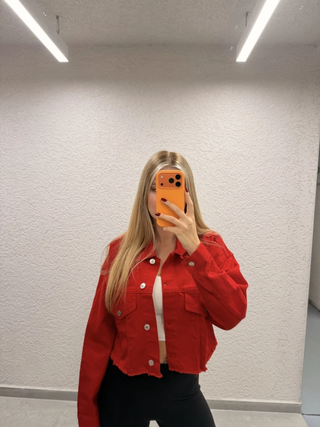 Kırmızı Crop Ceket