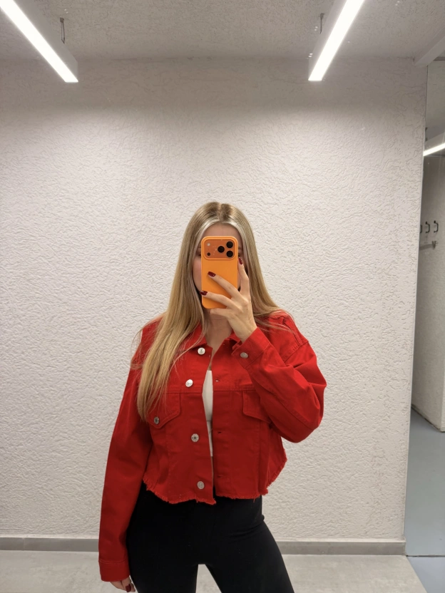 Kırmızı Crop Ceket