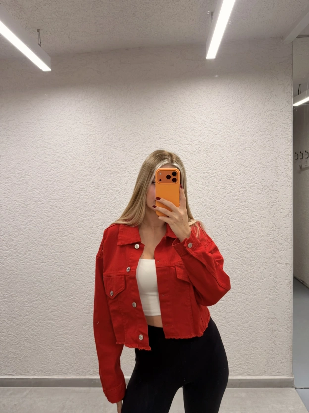 Kırmızı Crop Ceket