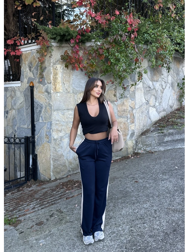 Lacivert Şeritli Eşofman Altı