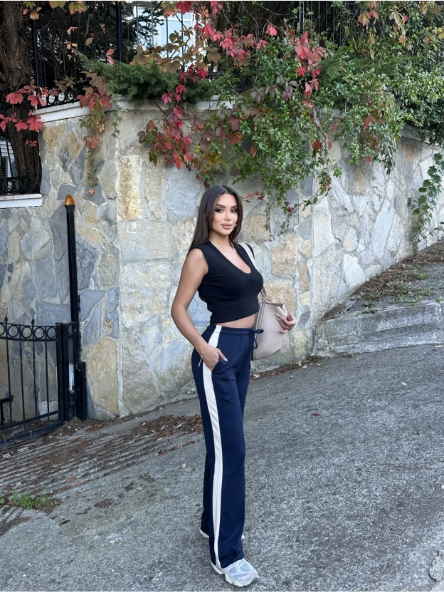 Lacivert Şeritli Eşofman Altı