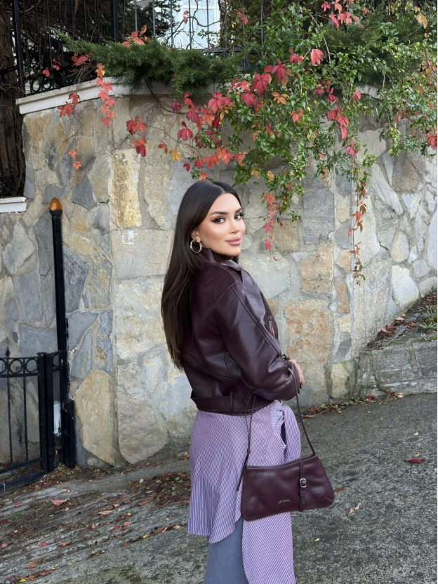 Bordo Klasik Zra Deri Ceket