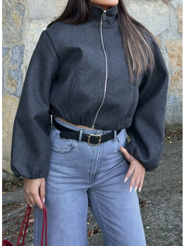 Antrasit Moskova Kaşe Bomber Mont
