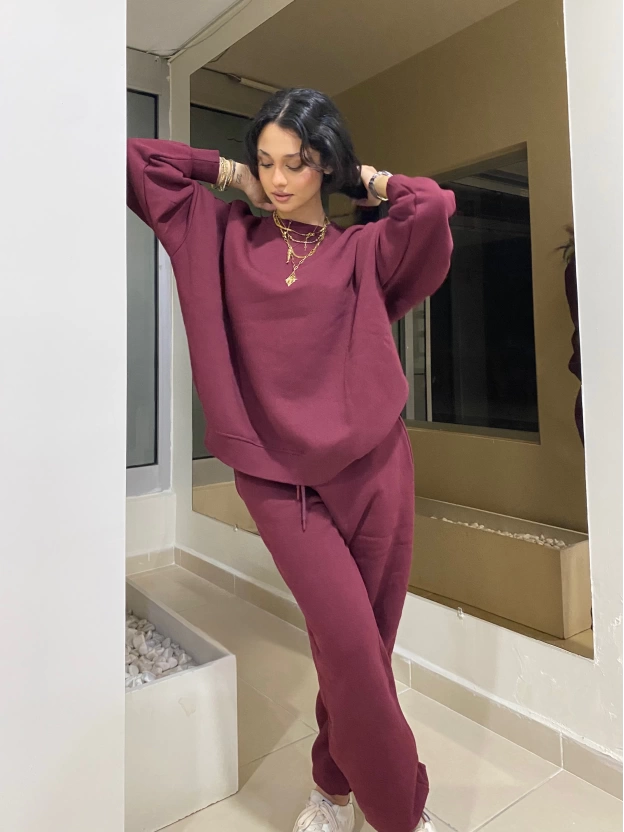 Bordo Oversize Eşofman Takımı